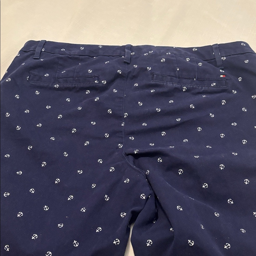 Tommy Hilfiger Dark Blue Anchor Chino Cuffed Pants SZ 12 casual cotton nautical - Picture 8 of 12